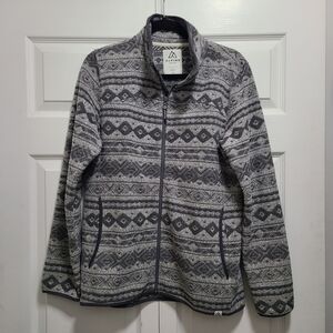 Alpine Design Gray Patterned Zip Up Cardigan Sweater M